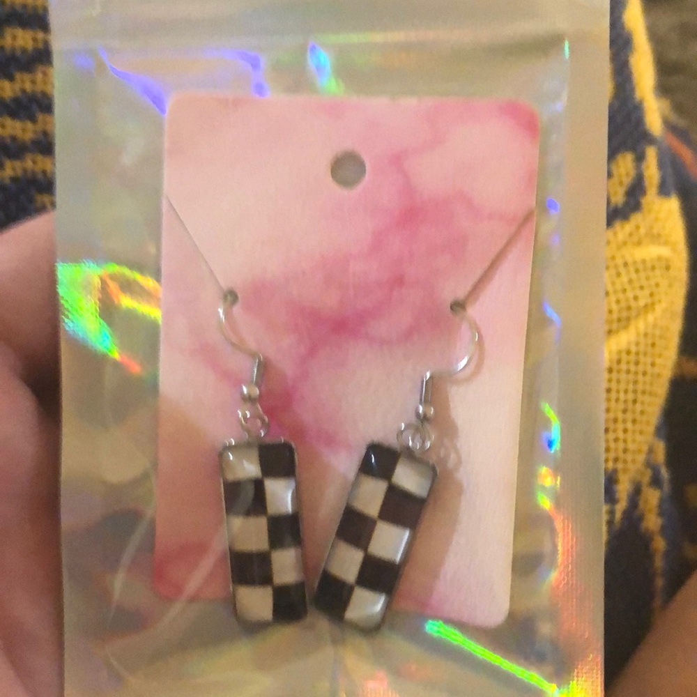 B&W Checkered earrings